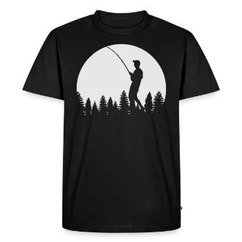 Rétro Graphique Pêcheur Pêcheur Sportif Pêche - T-shirt Premium bio Homme - noir - Devant - Nico (187cm)