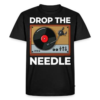 Disques de tourne-disques sur platine - T-shirt Premium bio Homme - noir - Devant - Nico (187cm)