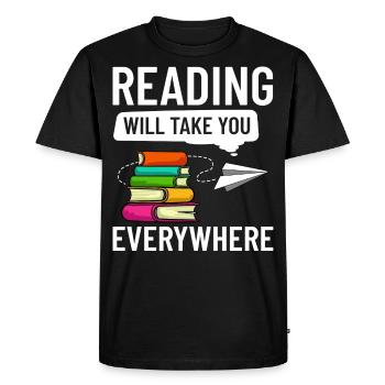 Reader Book Read Bookworm Librarian - Men's Premium Organic T-Shirt - black - Front - Nico (187cm)