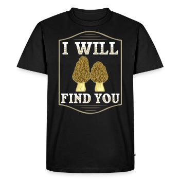 Champignon Morel Champignon comestible Cueillette champignon Cueillette Champignon - T-shirt Premium bio Homme - noir - Devant - Nico (187cm)