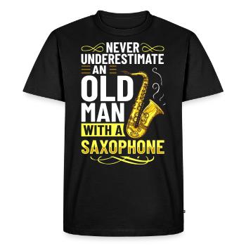 Saxophone Saxophone Musicien Ténor Instrument Débutant - T-shirt Premium bio Homme - noir - Devant - Nico (187cm)