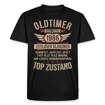 Oldtimer Baujahr 1986 Geboren Jahrgang Geburtstag - Männer Premium Bio T-Shirt - Schwarz - Vorne - Nico (187cm)