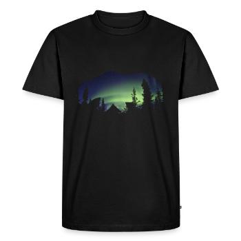 Bear Northern Lights Nature - Men's Premium Organic T-Shirt - black - Front - Nico (187cm)