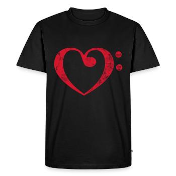Coeur clef basse - T-shirt Premium bio Homme - noir - Devant - Nico (187cm)