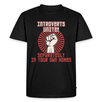 Introverts Unite! - Men's Premium Organic T-Shirt - black - Front - Nico (187cm)