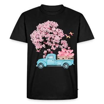 tree bird spring watercolour - Men's Premium Organic T-Shirt - black - Front - Nico (187cm)