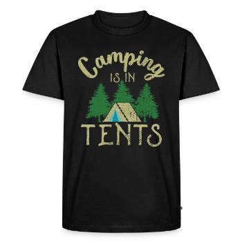 Le camping est sous les tentes - T-shirt Premium bio Homme - noir - Devant - Nico (187cm)