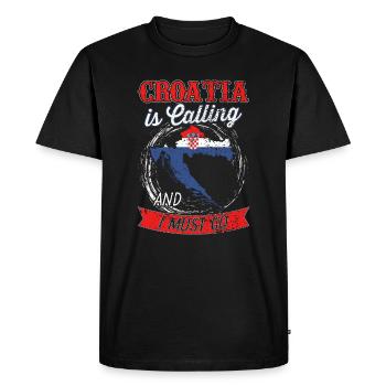 La Croatie appelle et je dois partir - T-shirt Premium bio Homme - noir - Devant - Nico (187cm)