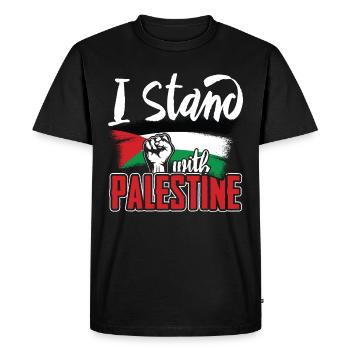 Je défends la Palestine - T-shirt Premium bio Homme - noir - Devant - Nico (187cm)