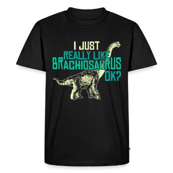 J’aime Juste les dinosaures - T-shirt Premium bio Homme - noir - Devant - Nico (187cm)