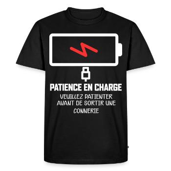 Patience en charge humour téléchargement patience - T-shirt Premium bio Homme - noir - Devant - Nico (187cm)