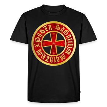 Templar Cross gold & rubies - Men's Premium Organic T-Shirt - black - Front - Nico (187cm)