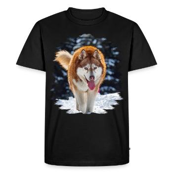 Husky - Männer Premium Bio T-Shirt - Schwarz - Vorne - Nico (187cm)