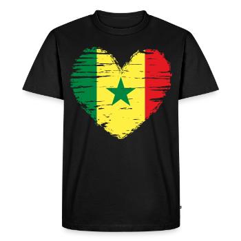 Sénégal coeur drapeau blason - T-shirt Premium bio Homme - noir - Devant - Nico (187cm)