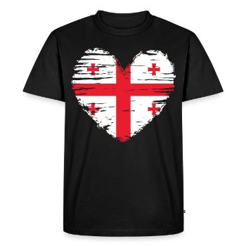 Georgia Heart Flag Flag Coat of Arms - Men's Premium Organic T-Shirt - black - Front - Nico (187cm)