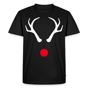 Reindeer Red Nose Christmas - Men's Premium Organic T-Shirt - black - Front - Nico (187cm)