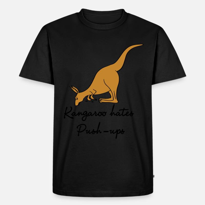 Kangaroo hasst Push-ups - Männer Premium Bio T-Shirt - Schwarz