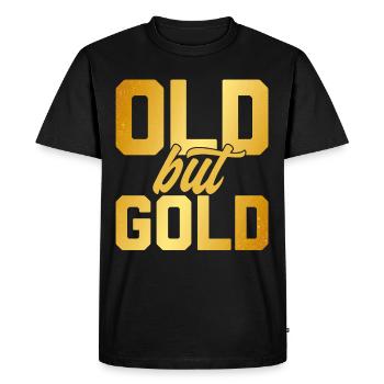 Écriture ancienne mais dorée, dorée, dorée et dorée - T-shirt Premium bio Homme - noir - Devant - Nico (187cm)