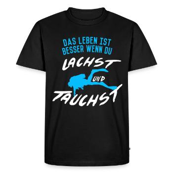 Tauchen Spruch - Männer Premium Bio T-Shirt - Schwarz - Vorne - Nico (187cm)