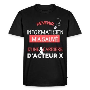 Humour informatique, informaticienne - T-shirt Premium bio Homme - noir - Devant - Nico (187cm)