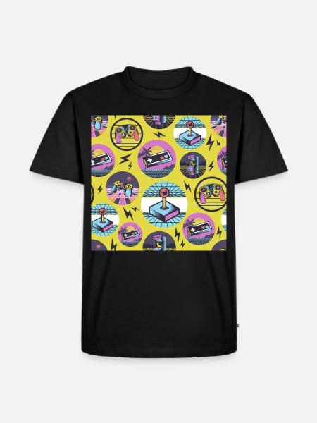 Retro Gaming Geek Gamer 80s - Men's Premium Organic T-Shirt - black