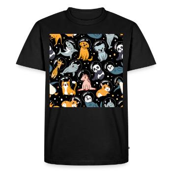 Animaux de l'espace, animaux dans l'espace, animaux astronautes - T-shirt Premium bio Homme - noir - Devant - Nico (187cm)