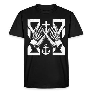 St.Pauli Kiez Hamburg Totenkopf Sankt Pauli - Men's Premium Organic T-Shirt - black - Front - Nico (187cm)