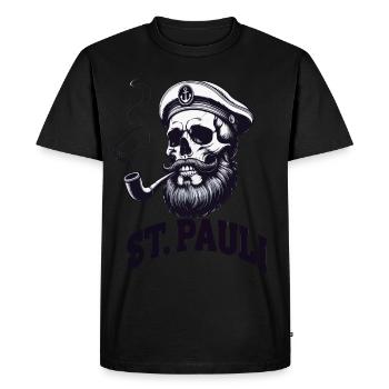 St.Pauli Kiez Hamburg Totenkopf Sankt Pauli - Men's Premium Organic T-Shirt - black - Front - Nico (187cm)