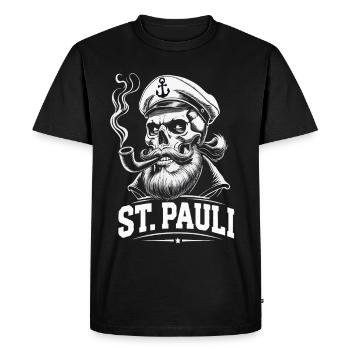 St.Pauli Kiez Hamburg Totenkopf Sankt Pauli - Men's Premium Organic T-Shirt - black - Front - Nico (187cm)