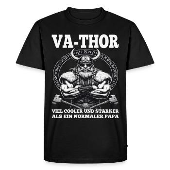 VA-THOR VIKING Père Papa Viking Fête des Pères - T-shirt Premium bio Homme - noir - Devant - Nico (187cm)