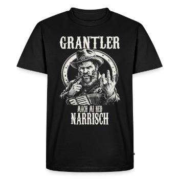 Grantler Grumpy Bavarian dialects Bavaria - Men's Premium Organic T-Shirt - black - Front - Nico (187cm)