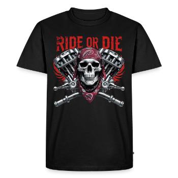 Moto Skull Ride ou Die Biker Chopper Rock - T-shirt Premium bio Homme - noir - Devant - Nico (187cm)