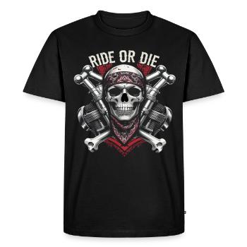 Moto Skull Ride ou Die Biker Chopper Rock - T-shirt Premium bio Homme - noir - Devant - Nico (187cm)
