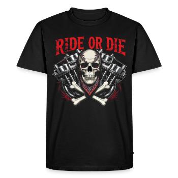 Moto Skull Ride ou Die Biker Chopper Rock - T-shirt Premium bio Homme - noir - Devant - Nico (187cm)