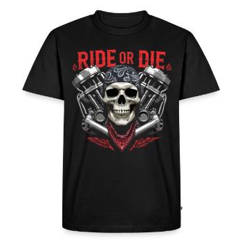 Moto Skull Ride ou Die Biker Chopper Rock - T-shirt Premium bio Homme - noir - Devant - Nico (187cm)