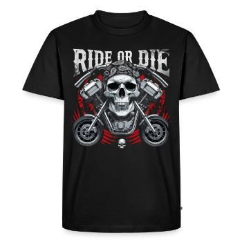 Moto Skull Ride ou Die Biker Chopper Rock - T-shirt Premium bio Homme - noir - Devant - Nico (187cm)