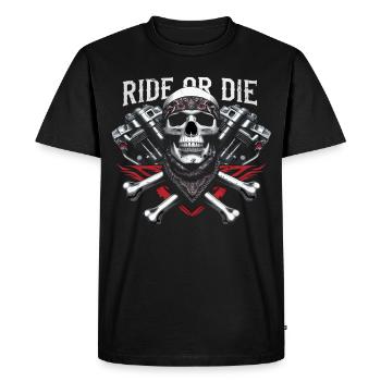 Moto Skull Ride ou Die Biker Chopper Rock - T-shirt Premium bio Homme - noir - Devant - Nico (187cm)