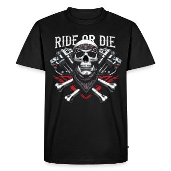 Moto Skull Ride ou Die Biker Chopper Rock - T-shirt Premium bio Homme - noir - Devant - Nico (187cm)