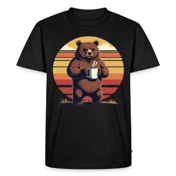 Grim Bear Tasse à café Ours Café Fatigué - T-shirt Premium bio Homme - noir - Devant - Nico (187cm)