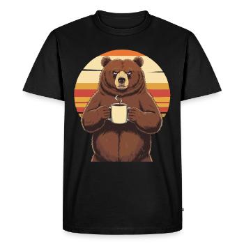 Grim Bear Tasse à café Ours Café Fatigué - T-shirt Premium bio Homme - noir - Devant - Nico (187cm)