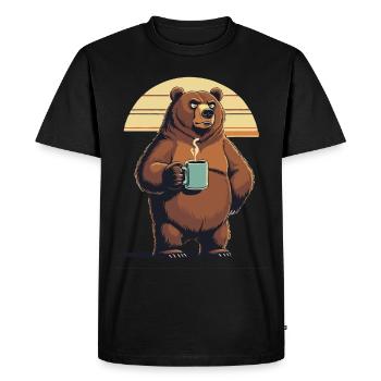Grim Bear Tasse à café Ours Café Fatigué - T-shirt Premium bio Homme - noir - Devant - Nico (187cm)