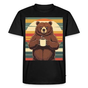 Grim Bear Tasse à café Ours Café Fatigué - T-shirt Premium bio Homme - noir - Devant - Nico (187cm)