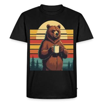 Grim Bear Tasse à café Ours Café Fatigué - T-shirt Premium bio Homme - noir - Devant - Nico (187cm)