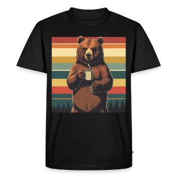 Grim Bear Tasse à café Ours Café Fatigué - T-shirt Premium bio Homme - noir - Devant - Nico (187cm)