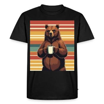 Grim Bear Tasse à café Ours Café Fatigué - T-shirt Premium bio Homme - noir - Devant - Nico (187cm)