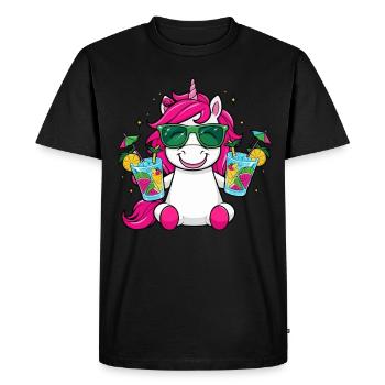 Licorne Cocktail Alcool Fête Célébrations Vacances Enterrement de vie de garçon - T-shirt Premium bio Homme - noir - Devant - Nico (187cm)
