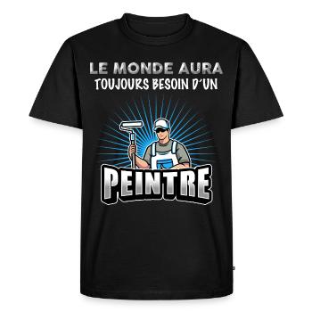 Peintre profession idée cadeau humour - T-shirt Premium bio Homme - noir - Devant - Nico (187cm)
