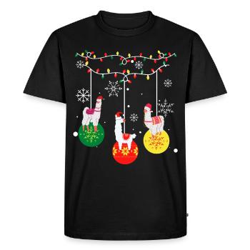 Alpaca Llama Christmas - Men's Premium Organic T-Shirt - black - Front - Nico (187cm)