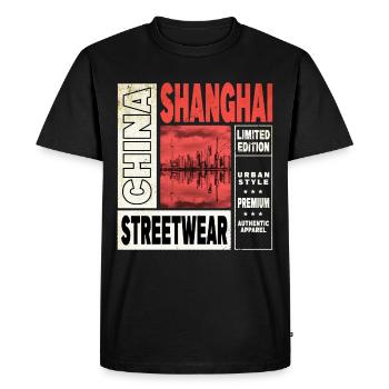Shanghai China Asia City Skyline Travel Holiday - Men's Premium Organic T-Shirt - black - Front - Nico (187cm)