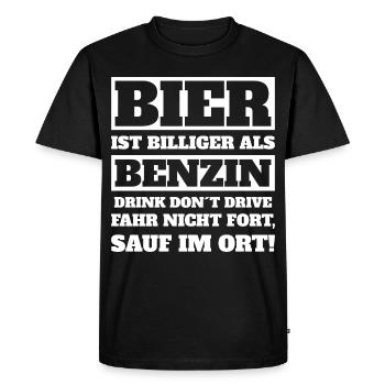 Beer is cheaper than petrol - Men's Premium Organic T-Shirt - black - Front - Nico (187cm)